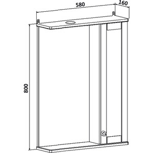 фото Зеркальный шкаф runo мерида 58х80 правый, белый (00-00000740)