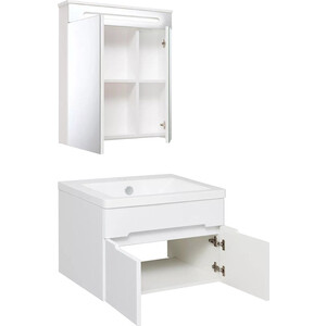 Мебель для ванной Runo Парма 59х46 2 двери, подвесная, белая