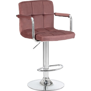 Стул барный Dobrin KRUGER ARM LM-5011 пудрово-розовый велюр (MJ9-32) офисное кресло для персонала dobrin terry lm 9400 пудрово розовый велюр mj9 32