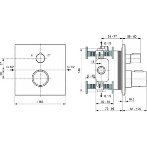 Термостат для ванны Ideal Standard Ceratherm Т100 для механизма A1000NU, хром (A7522XG)