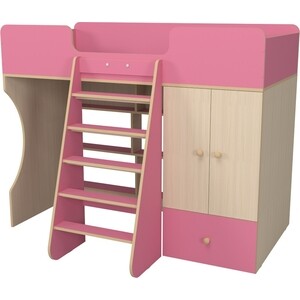 Кровать чердак со шкафом Капризун Капризун 10 (Р446-розовый) Капризун 10 (Р446-розовый) - фото 3