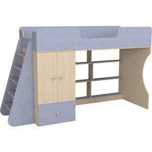 Кровать чердак со шкафом Капризун Капризун 11 (Р445-лен голубой)