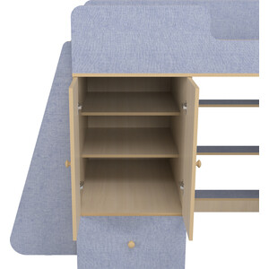фото Кровать чердак со шкафом капризун капризун 11 (р445-лен голубой)