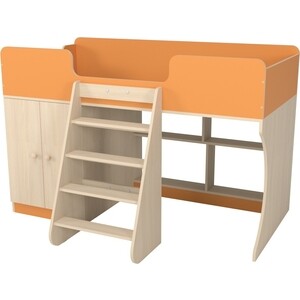 Кровать чердак со шкафом Капризун Капризун 9 (Р441-оранжевый) двухъярусная кровать с лестницей с ящиками капризун капризун 12 р444 2 оранжевый