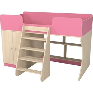 Кровать чердак со шкафом Капризун Капризун 9 (Р441-розовый)