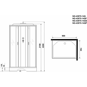 фото Душевая кабина niagara ng-43975-14qp 90х70х215