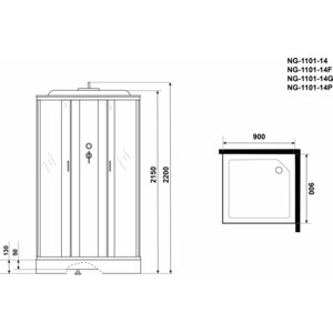 фото Душевая кабина niagara ng-1101-14g 90х90х215