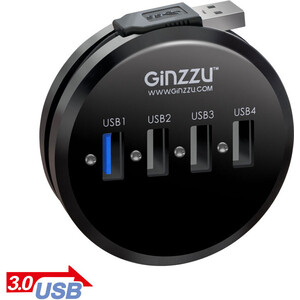 Адаптер Ginzzu HUB GR-314UB Ginzzu USB 3.0/2.0, 4 port(1xUSB3.0+3xUSB2.0)