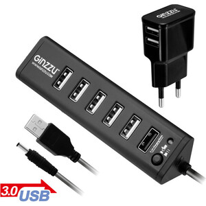 

Адаптер Ginzzu HUB GR-315UAB Ginzzu USB 3.0/2.0, 7 port(1xUSB3.0+6xUSB2.0)+adp, HUB GR-315UAB Ginzzu USB 3.0/2.0, 7 port(1xUSB3.0+6xUSB2.0)+adp