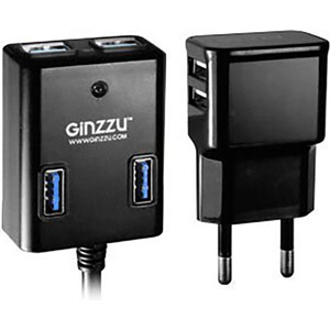 Адаптер Ginzzu HUB GR-384UAB Ginzzu USB 3.0 4 port + adapter
