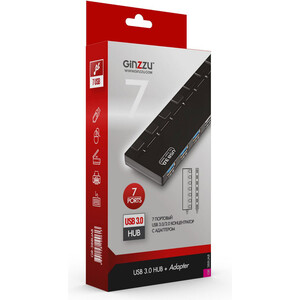 Адаптер Ginzzu HUB GR-388UAB Ginzzu USB 3.0/2,0 7 port(4+3) + adapter
