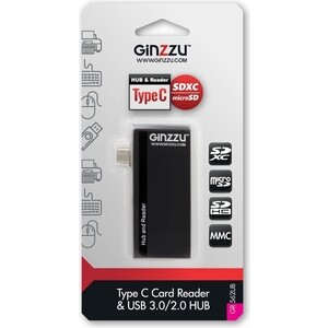 Картридер Ginzzu Картридер EXT GR-562UB TYPE C SD/microSD & USB3.0/2.0 HUB
