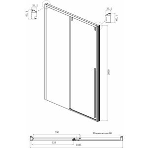 Душевая дверь Ambassador Intense 120x200 прозрачная, хром (110021101IX)