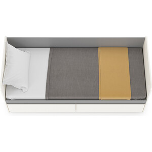 Модульная система для детской Моби Торонто 11.39 Кровать, цвет белый шагрень/стальной серый, 80х190