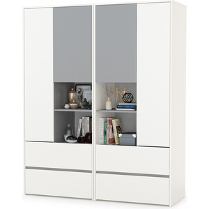фото Модульная система для детской моби торонто 13.333 шкаф для одежды + 13.333 шкаф для одежды, цвет белый шагрень/стальной серый