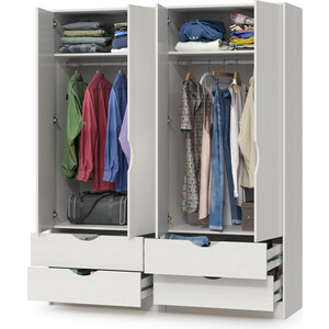 Модульная система для детской Моби Уна 13.327 Шкаф для одежды + 13.327 Шкаф для одежды, цвет белый(структура Поры дерева)
