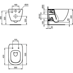 Унитаз подвесной Ideal Standard Tesi AquaBlade с сиденьем микролифт, черный (T0079V3, T3527V3)