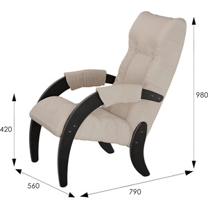 Кресло для отдыха Мебелик Модель 61 Ткань ультра санд, каркас венге