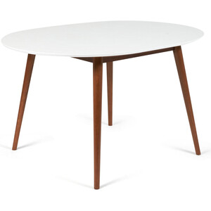TetChair Стол круглый раскладной обеденный Bosco (Боско) основание бук, столешница мдф 100x75x100+30 см белый + коричневый стол обеденный прямоугольный 58x98x76 2 см дсп белый