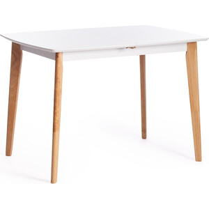 TetChair Стол обеденный раскладной Claire дерево гевея мдф 110+30x75x75 см white (белый) / natural (натуральный) стол обеденный мебелик кросс белый