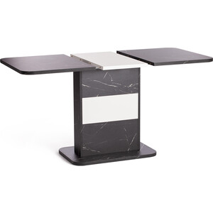 фото Tetchair стол обеденный smart лдсп 105/140х68,6х75 см мрамор блэк роял/белый