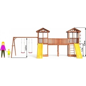 Детская площадка Капризун Спортивный городок 6 с качелями и узким скалодромом (СГ6-Р912-Р922)