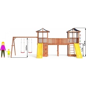 Детская площадка Капризун Спортивный городок 6 крыша тент с качелями и узким скалодромом (СГ6-Р912-Р922-Тент)