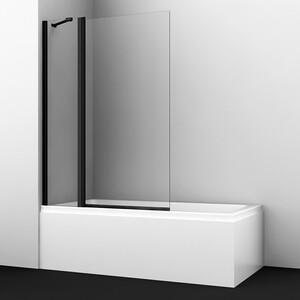 Шторка для ванны Wasserkraft Berkel 110х140 прозрачная, черная (48P02-110BLACK Fixed) шторка на ванну wasserkraft