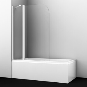 Шторка для ванны Wasserkraft Leine 110х140 прозрачная, белая (35P02-110WHITE Fixed) шторка для ванны wasserkraft dill 100х140 прозрачная черная 61s02 100 wassershutz