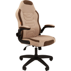 Кресло Chairman game 50 светло-бежевый/коричневый велюр Т6/Т14 пластик черный (00-07115873) офисное кресло chairman game 17 экопремиум красный