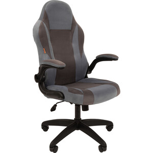 Кресло Chairman game 55 голубой/серый велюр Т71/Т55 пластик черный (00-07115876) офисное кресло chairman game 17 экопремиум красный