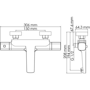 Термостат для ванны Wasserkraft Naab хром (8611 Thermo)