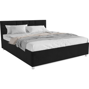 Кровать Mebel Ars Нью-Йорк 160 см (велюр черный/НВ-178/17) двуспальная кровать лео с каркасом под балдахин 160×190 см массив сосны без покрытия