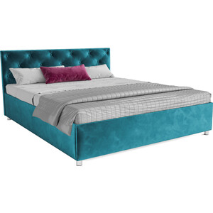кровать мебелико принцесса микровельвет зеленый Кровать Mebel Ars Классик 160 см (бархат сине-зеленый STAR VELVET 43 BLACK GREEN)