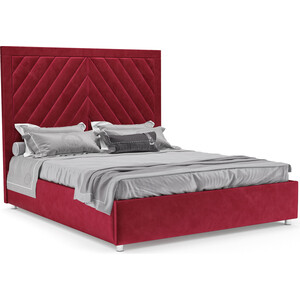 Кровать Mebel Ars Мишель 160 см (бархат красный STAR VELVET 3 DARK RED) кровать двуспальная мебелико герда микровельвет красный