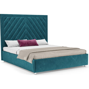 кровать мебелико принцесса микровельвет зеленый Кровать Mebel Ars Мишель 160 см (бархат сине-зеленый STAR VELVET 43 BLACK GREEN)