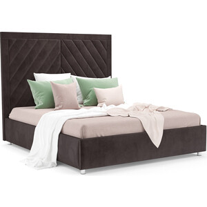 Кровать Mebel Ars Мишель 160 см (бархат шоколадный STAR VELVET 60 COFFEE) интерьерная кровать мебелико камилла эко кожа бежево коричневый