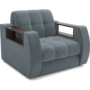 Кресло-кровать Mebel Ars Барон №3 (велюр серо-синий HB-178 26) ошейник комбинированный кожа брезент безразмерный 54 х 2 5 см ош 17 45 см синий