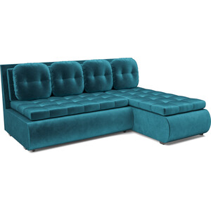 Угловой диван Mebel Ars Кормак (бархат сине-зеленый STAR VELVET 43 BLACK GREEN) диван угловой мебелико венеция микровельвет зеленый правый
