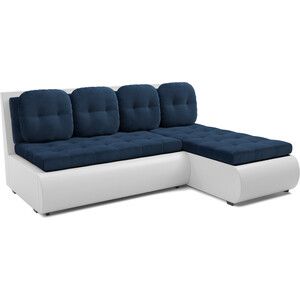 Угловой диван Mebel Ars Кормак (темно-синий Luna 034 + экокожа белая) барный стул седа велюр темно серый
