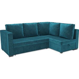 Угловой диван Mebel Ars Мансберг (бархат сине-зеленый STAR VELVET 43 BLACK GREEN) диван угловой мебелико венеция микровельвет зеленый правый