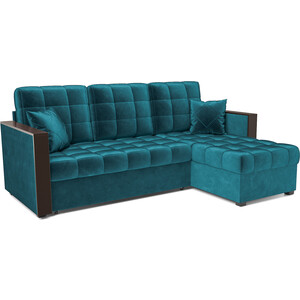 Угловой диван Mebel Ars Техас (бархат сине-зеленый STAR VELVET 43 BLACK GREEN) диван угловой мебелико венеция микровельвет зеленый правый