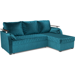 Угловой диван Mebel Ars Токио (бархат сине-зеленый STAR VELVET 43 BLACK GREEN) диван угловой мебелико венеция микровельвет зеленый правый