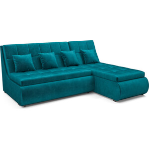 Угловой диван Mebel Ars Дубай (бархат сине-зеленый STAR VELVET 43 BLACK GREEN) диван угловой мебелико венеция микровельвет зеленый правый