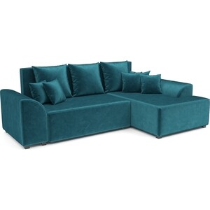 Угловой диван Mebel Ars Каскад правый угол (бархат сине-зеленый STAR VELVET 43 BLACK GREEN) диван угловой мебелико венеция микровельвет зеленый правый
