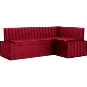 Кухонный диван Mebel Ars Вермут правый угол (бархат красный STAR VELVET 3 DARK RED) 213х82х133 см диван угловой мебелико эмир п микровельвет красный