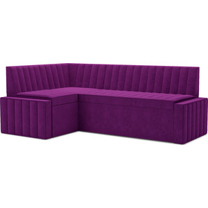 Кухонный диван Mebel Ars Вермут левый угол (фиолет) 213х82х133 см кухонный диван артмебель кармен микровельвет черно фиолетовый