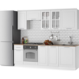 Кухня Mebel Ars Белла 2,4 м (акация белая) ламинат акация белая 33 класс толщина 8 мм 2 153 м²