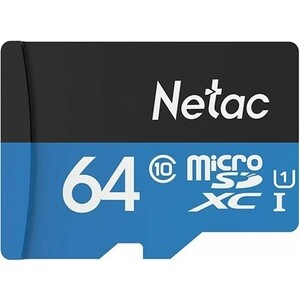 Карта памяти NeTac MicroSD card P500 Standard 64GB, retail version w/SD adapter флеш накопитель netac usb drive u197 usb2 0 64gb retail version