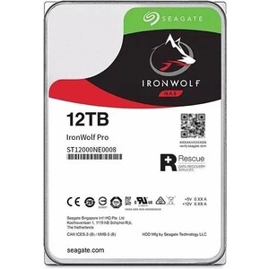 Жесткий диск Seagate IronWolf Pro ST12000NE0008, NAS 12TB, 3.5'', 7200, 256MB, SATA-III, 512e жесткий диск toshiba enterprise capacity mg06sca10te 10tb 3 5 7200 256mb sas 512e